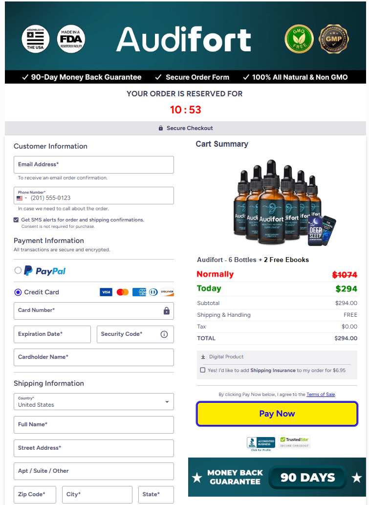 Audifort official order page